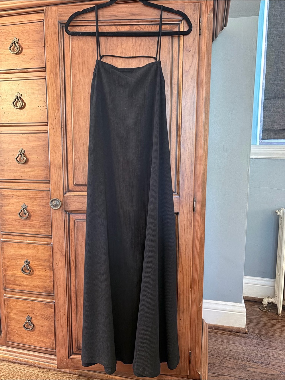 H&M Black Maxi Slip Dress with Thin Straps
